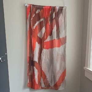 The Artists Label Poppy Orange Brown Scarf Shawl Lightweight EUC